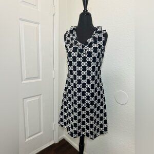 Lulu - B Elegant Black and White Patterned Dress